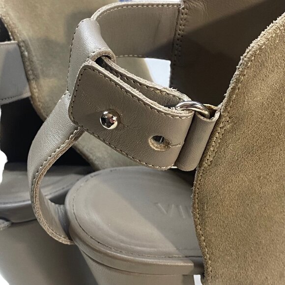 VINCE Women Heel Size 8 Gray Addison Peep Toe Block Suede Casual Party Office - Picture 8 of 12